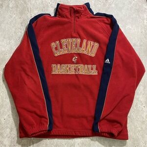 Adidas Cleveland Cavaliers NBA Basketball Fleece Quarter Zip Pullover Red XL